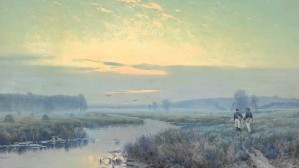 River estuary with farm labourers